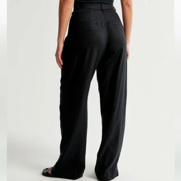 NWOT A&F Linen Sloane Tailored Blend Suit Pants XS Short XSs Black - Picture 2 of 14